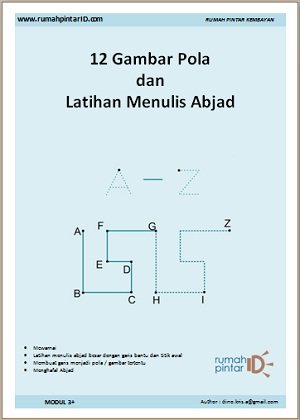 Menulis Huruf Abjad A Z dan latihan dengan 12 Gambar pola