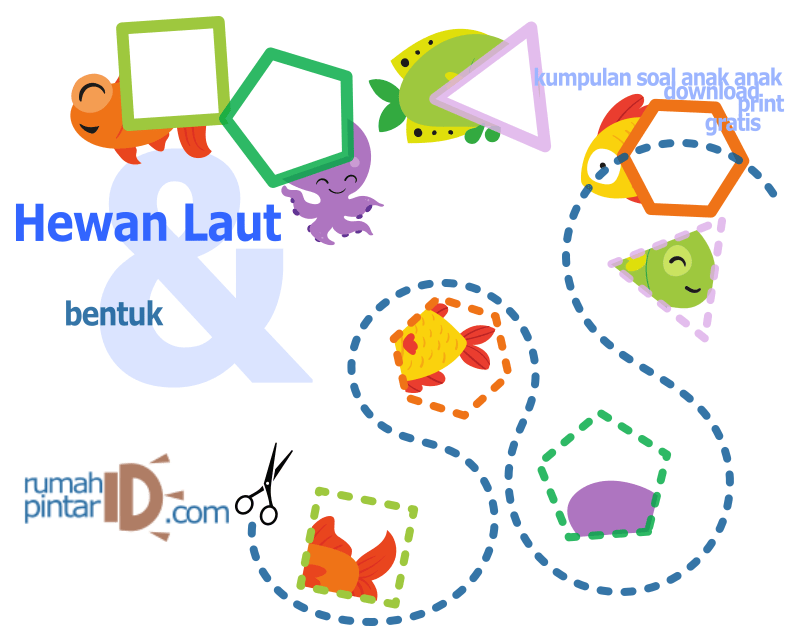 bentuk geometri dasar untuk anak-anak dan hewan laut